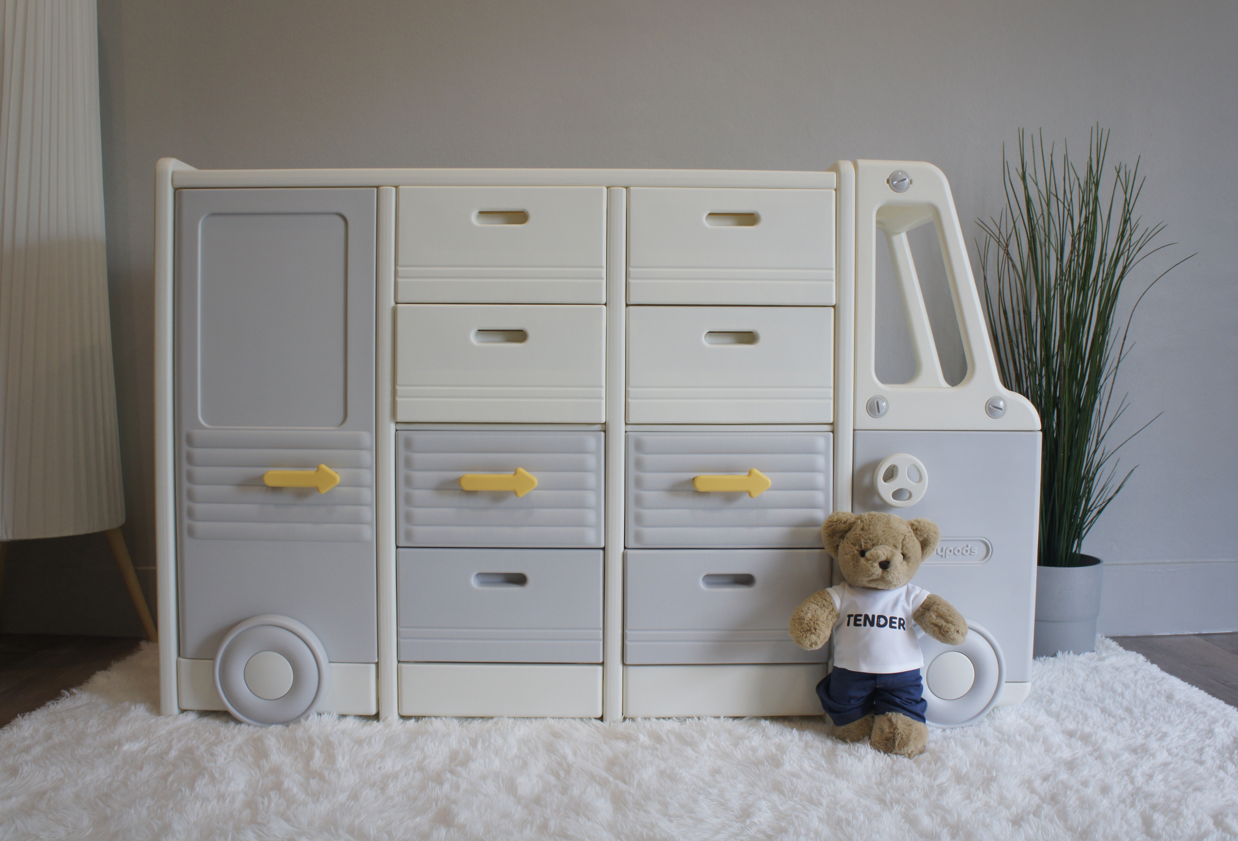 ชั้นวางของเล่นเด็ก รูปรถบัส