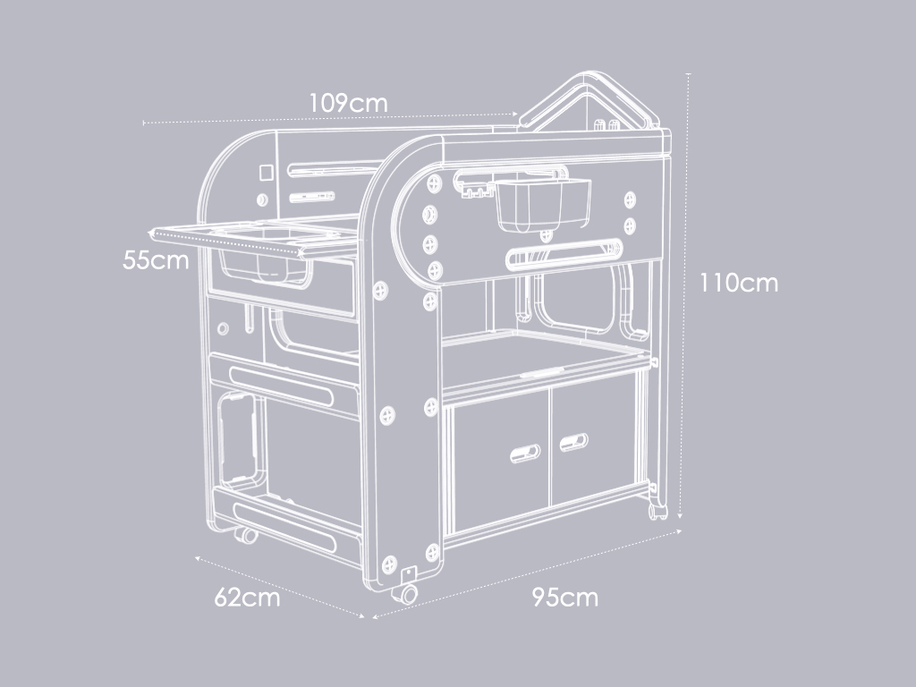 ขนาดของผลิตภัณฑ์ โต๊ะเปลี่ยนผ้าอ้อม